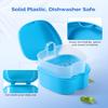 JMU Denture Bath Case with Strainer Basket Soaking Cup & Mouthguard Storage Container (Pack of 2, Navy Blue, White) view 4
