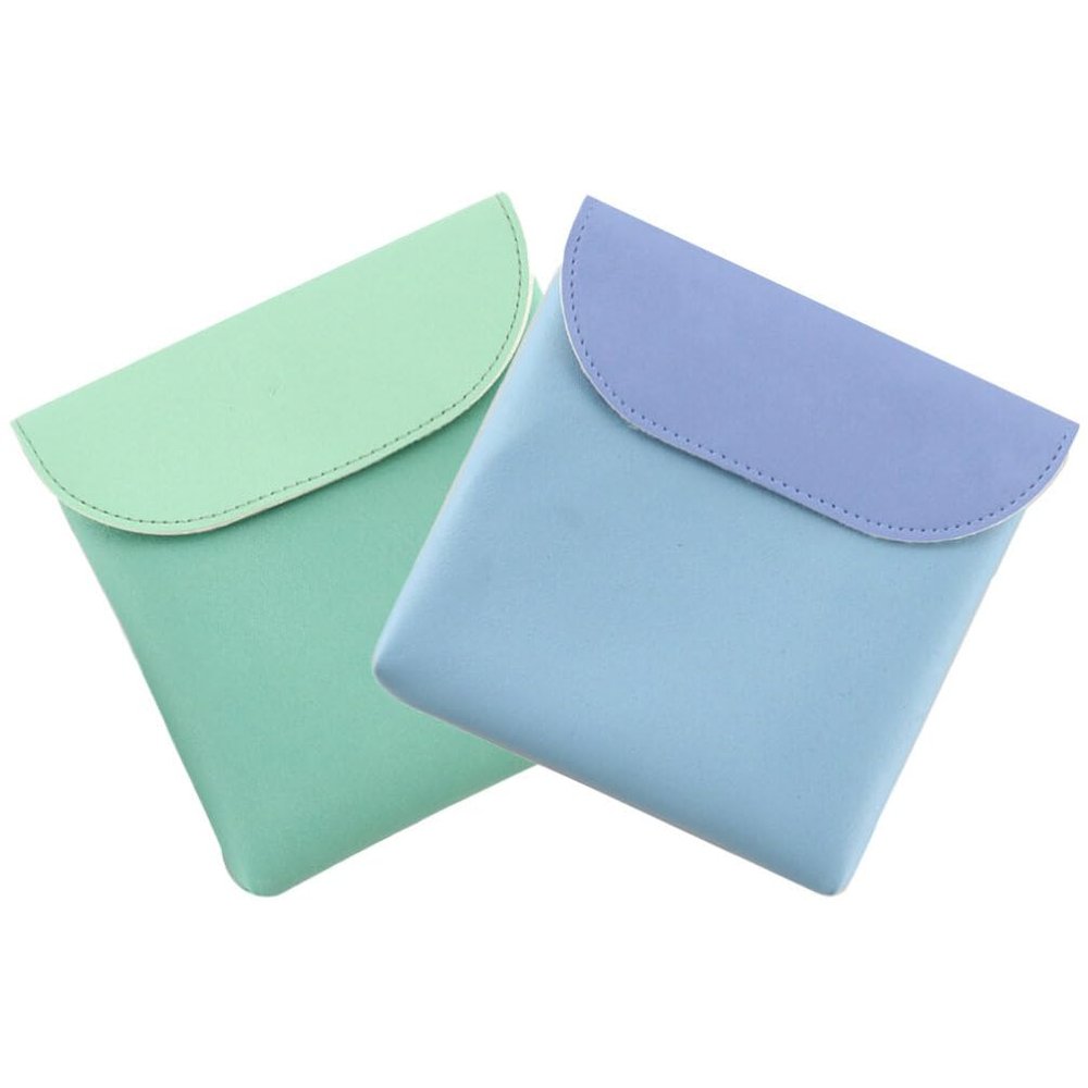 Healvian 2pcs Menstrual Pad Pouch Portable Pu Napkin Storage Bag for Girls for School Office and Outdoor Use Convenient Period Organizer