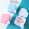Denture Case, Denture Storage Box Anti-crack Store Dentures Professional Double Drain Easy to Use Denture Care Box for Cleaning Denture, Special Birthday Gift Blue view 3