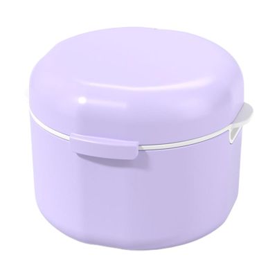 Denture Retainer Case Double Layer Hollow Drain Portable Dustproof Plastic Box Deep Cleaning Food Grade Braces Denture Storage Box Soaking Container Household Supplies, Special Birthday Gift Purple