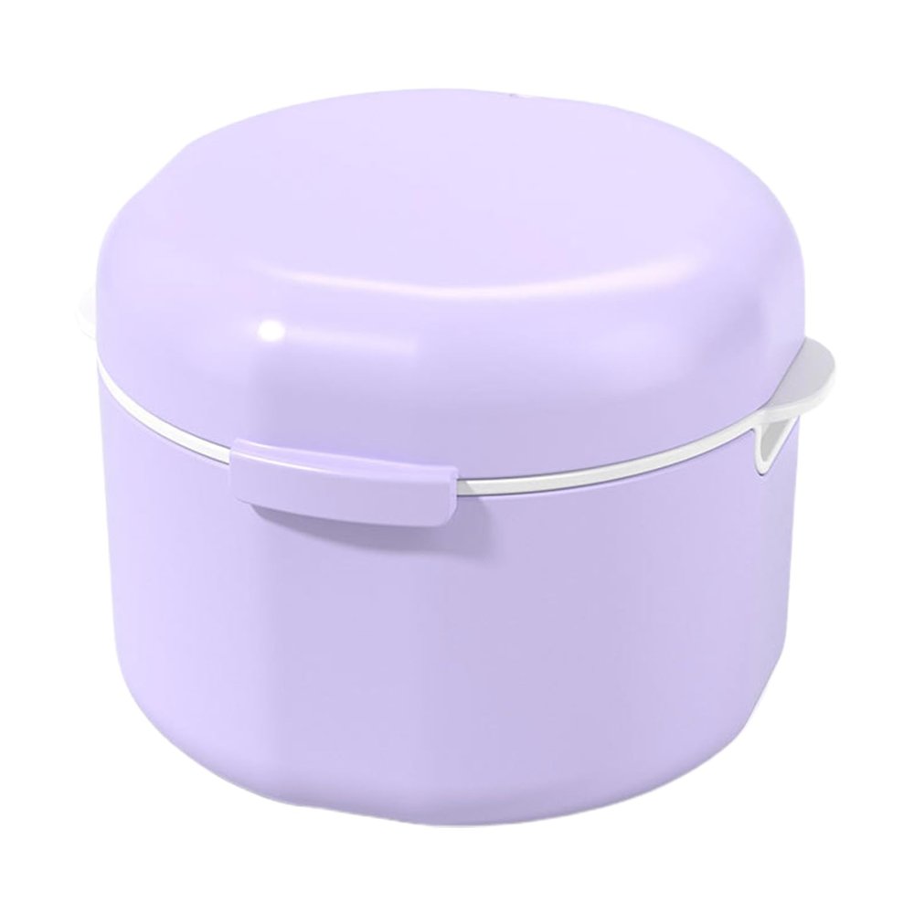 Denture Retainer Case Double Layer Hollow Drain Portable Dustproof Plastic Box Deep Cleaning Food Grade Braces Denture Storage Box Soaking Container Household Supplies, Special Birthday Gift Purple