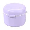 Denture Retainer Case Double Layer Hollow Drain Portable Dustproof Plastic Box Deep Cleaning Food Grade Braces Denture Storage Box Soaking Container Household Supplies, Special Birthday Gift Purple view 1