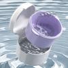 Denture Retainer Case Double Layer Hollow Drain Portable Dustproof Plastic Box Deep Cleaning Food Grade Braces Denture Storage Box Soaking Container Household Supplies, Special Birthday Gift Purple view 2