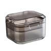 Denture Case, Denture Storage Case Transparent Dustproof Multi Layer Food Grade with Lid Cleaning ABS Denture Cup with Strainer Brush Storage Box for Elderly, Special Birthday Gift Black view 1