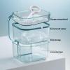 Denture Case, Denture Storage Case Transparent Dustproof Multi Layer Food Grade with Lid Cleaning ABS Denture Cup with Strainer Brush Storage Box for Elderly, Special Birthday Gift Black view 3
