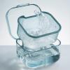 Denture Case, Denture Storage Case Transparent Dustproof Multi Layer Food Grade with Lid Cleaning ABS Denture Cup with Strainer Brush Storage Box for Elderly, Special Birthday Gift Blue view 3