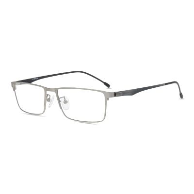 HELES Men Business Titanium Full Rim Rectangle Single Vision Reading Glasses UV+420cut Blue Light Blocking Eyeglasses Reader -Silver||Plano (No RX)