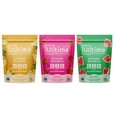 Ultima Replenisher Electrolyte Powder Drink Mix Bundle Sugar Free Lemonade and Raspberry and Watermelon, 20 Stickpacks 6 Electrolytes and Minerals Keto Friendly, Vegan, Non-GMO