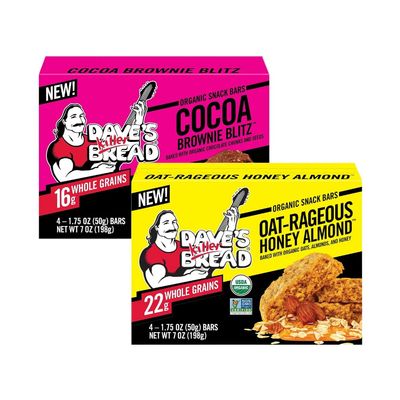 Dave's Killer Bread Organic Snack Bars, Variety Pack (1 Cocoa Brownie Blitz, 1 Oat-Rageous Honey Almond) Pack of 2