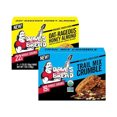 Dave's Killer Bread Organic Snack Bars, Variety Pack (1 Trail Mix Crumble, 1 Oat-Rageous Honey Almond) Pack of 2