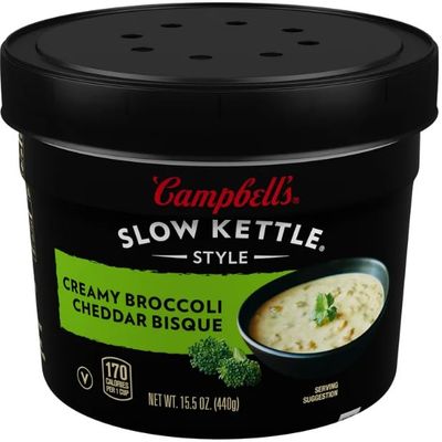 Slow Kettle Style Soup, 15.5 Ounce Microwavable Bowl + King Combo QR Code (Creamy Broccoli Cheddar Bisque (12 Count))