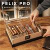 CASE ELEGANCE - Felix Pro Tupperdor - Airtight Acrylic Humidor, Two Acrylic Trays, Spanish Cedar Tray, Ash Wood Base, Digital Hygrometer, Acrylic Divider - Holds 50-60 Cigars view 2