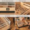 CASE ELEGANCE - Felix Pro Tupperdor - Airtight Acrylic Humidor, Two Acrylic Trays, Spanish Cedar Tray, Ash Wood Base, Digital Hygrometer, Acrylic Divider - Holds 50-60 Cigars view 3