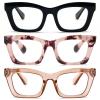 REAVEE 3 Pack Oprah Style Reading Glasses for Women,Blue Light Blocking Cute Oversized Square Computer Readers with Spring Hinge 1.0 view 1