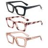 REAVEE 3 Pack Oprah Style Reading Glasses for Women,Blue Light Blocking Cute Oversized Square Computer Readers with Spring Hinge 1.0 view 2