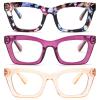 REAVEE 3 Pack Oprah Style Reading Glasses for Women Blue Light Blocking, Cute Oversized Square Computer Readers with Spring Hinge, Flower Rose Tea 1.0 view 1