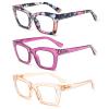 REAVEE 3 Pack Oprah Style Reading Glasses for Women Blue Light Blocking, Cute Oversized Square Computer Readers with Spring Hinge, Flower Rose Tea 1.0 view 2