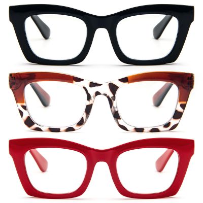 REAVEE 3 Pack Oprah Style Reading Glasses for Women Blue Light Blocking, Oversized Cute Square Fashion Computer Readers with Spring Hinge 2.25