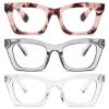 REAVEE 3 Pack Oprah Style Reading Glasses for Women Blue Light Blocking, Oversized Cute Square Computer Readers with Spring Hinge 1.5 view 1