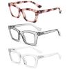 REAVEE 3 Pack Oprah Style Reading Glasses for Women Blue Light Blocking, Oversized Cute Square Computer Readers with Spring Hinge 1.5 view 2