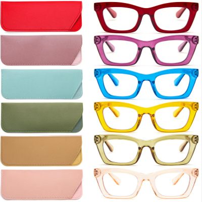 REAVEE 6 Pack Oprah Style Reading Glasses for Women Men Blue Light Blocking, Cute Square Computer Readers Spring Hinge 3.0