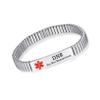 AOAMID Stretch Medical Alert Bracelets for Men Stainless Steel medical Bracelets for women with Free engraving-(dnr-narrow-silver-8.5 in) view 1