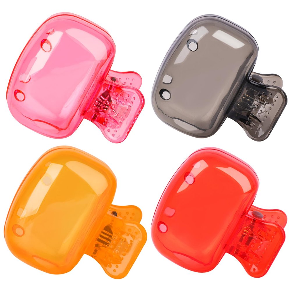 4 Pack Travel Toothbrush Head Covers Toothbrush Protector Cap Brush Pod Case Protective Portable Plastic Clip for Household Travel, Bathroom, School, Camping, Business (Grey, Red, Orange, Pink)