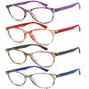 YTDBNS Fashion Cat Eye Reading Glasses for Women, 4-Pack Floral Pattern Readers with Spring Hinges, Lightweight Comfortable Frame, Anti Eyestrain Cheaters view 2