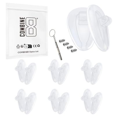 Combine8 Eyeglass Nose Pads, 6 Pairs Soft Silicone Glasses Nose Pad with 1Pc Screwdrivers & 4Pcs Screws for Oakley Tincup OX3184/Conductor 6/Conductor 8/Savitar/Wingfold Sunglasses