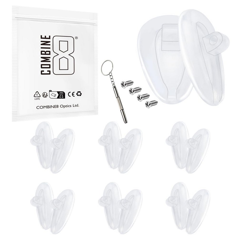 Combine8 Eyeglass Nose Pads, 6 Pairs Soft Silicone Glasses Nose Pad with 1Pc Screwdrivers & 4Pcs Screws for Oakley Tincup OX3184/Conductor 6/Conductor 8/Savitar/Wingfold Sunglasses