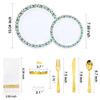 175pcs Christmas Party Supplies - 25 Plastic Plates, 25 Gold & Silver Disposable Plastic Silverware, Clear Gold Cups for Christmas view 2