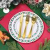 175pcs Christmas Party Supplies - 25 Plastic Plates, 25 Gold & Silver Disposable Plastic Silverware, Clear Gold Cups for Christmas view 3