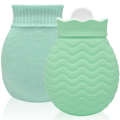 320ml Hot Water Bottle with Smooth Cover, Mini Hot Water Bag for Pain Relief, Waist, Back, Neck, Shoulders, Small Leak Proof Hot Water Bottle with Removable Cover for Women, Kids, Best Gifts