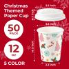 Fit Meal Prep 50 Pack 12 oz Christmas Disposable Coffee Cups with Lids, Premium Paper To Go Paper Cups, Leak Proof Hot Coffee Cups for Travel, Office, Hot/Cold Beverages (White Lids) view 2