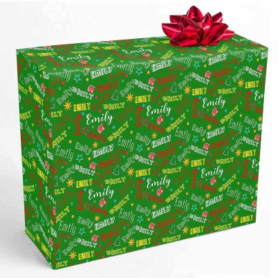 InterestPrint Personalized Gift Wrapping Paper with Name, Gift Box Stars Monogram Wrapping Paper Roll 58x23 Inch Custom New Year Wrap Paper for Women Men Adults 2 Rolls