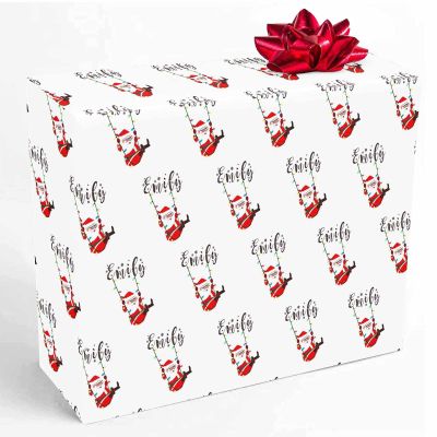 InterestPrint Personalized Happy New Year Wrap Paper, Funny Santa Claus Wrapping Paper Custom Name Gift Wrap Paper for Mom Dad Grandma Grandpa Christmas 1 Roll