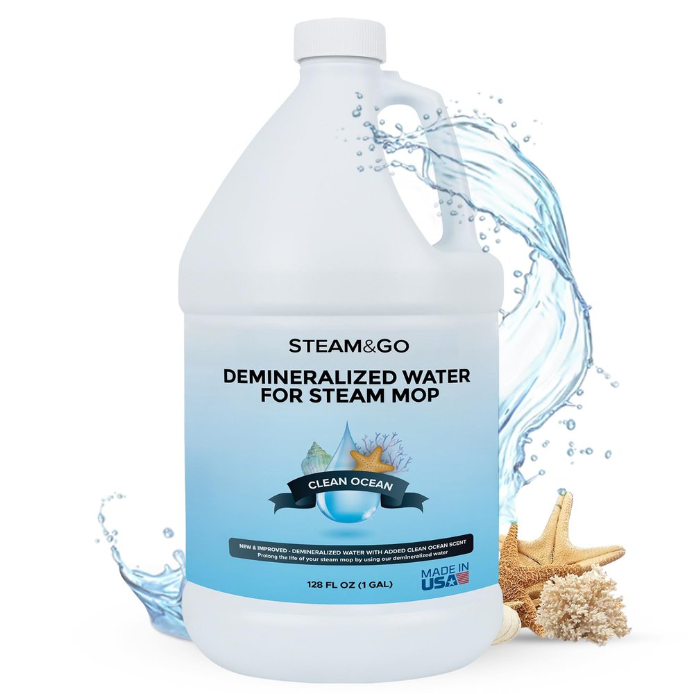 Steam & Go Demineralized Water - Multisurface Cleaner, PVC-Free Ready-to-Use for Mops & Floor Steamers - Ideal for Kitchen, Bathroom, & Home Surfaces - Clean Ocean Scent - 128 fl oz (1 gal)