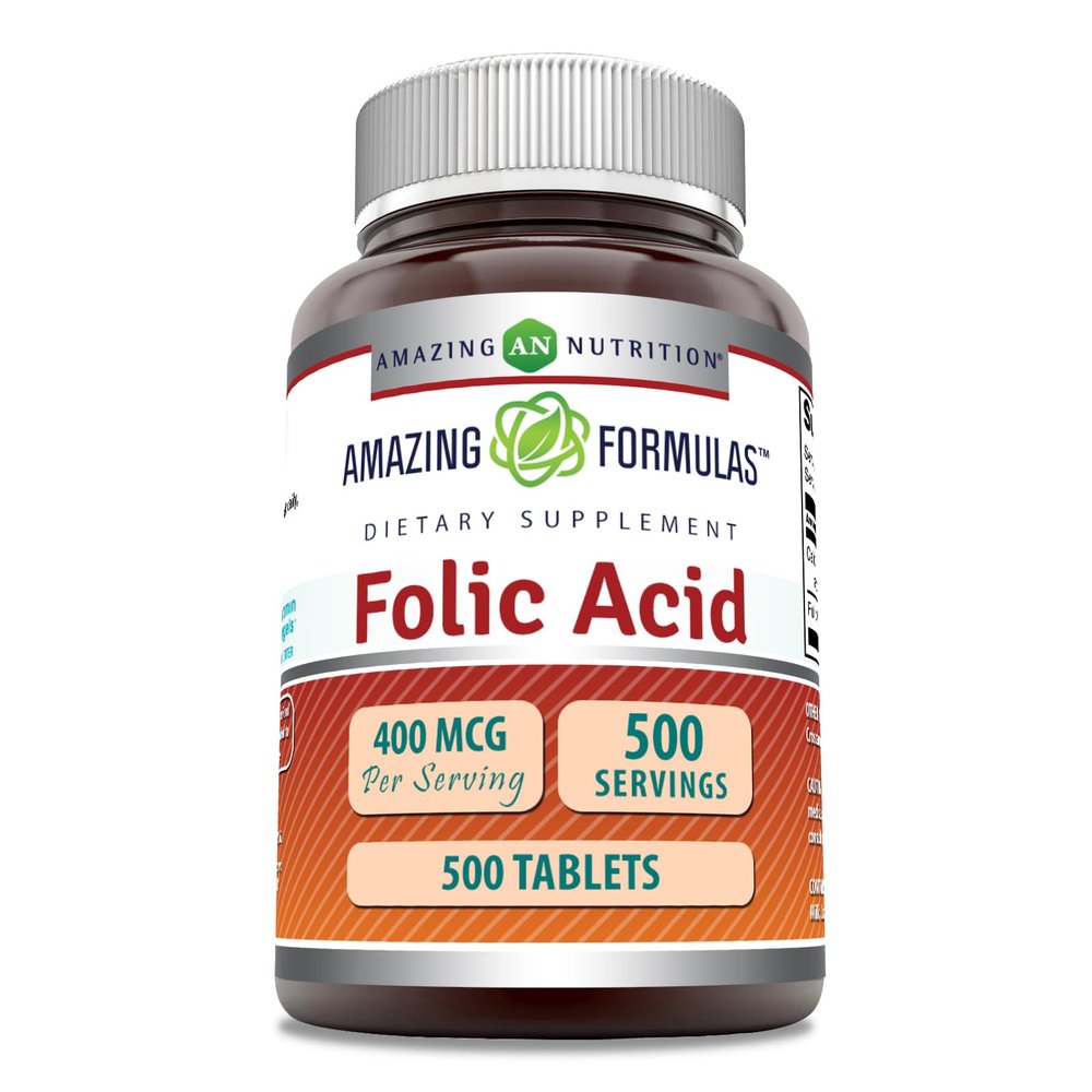 Amazing Formulas Folic Acid (Vitamin B9) 400 mcg | Tablets Supplement | Non-GMO | Gluten Free | Made in USA (1 Pack, 500 Count)