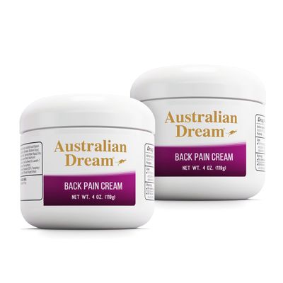 Australian Dream Back Pain Cream - Soothing, Non-Greasy Muscle Pain Relief Cream - Good for Neck, Back, Body, or Muscle Aches - 4 oz Jars (2 Pack)
