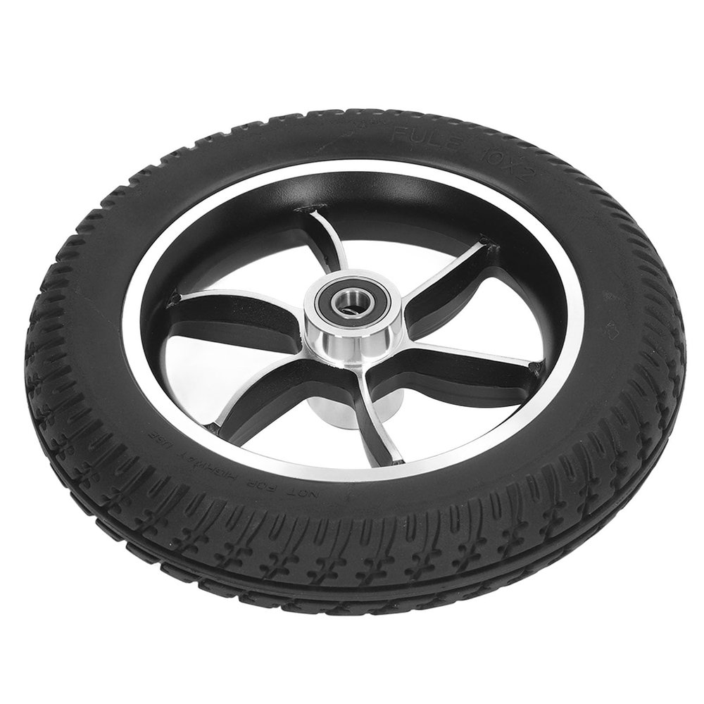 10in Wheelchair Wheel with PU Tire Low Noise Replacement for Rollator Trolley Sturdy Aluminum Alloy Hub