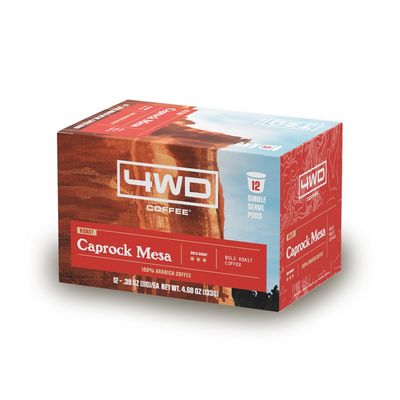 4wd Coffee Caprock Mesa Bold Roast - Single Serve Kcup Coffee Pods - Arabica Beans - Fresh Roasted in Texas, 12 Count
