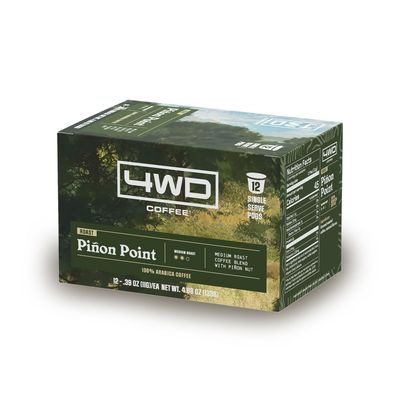 4WD Coffee Pinon Point Medium Roast - Single Serve K Cup Coffee Pods - Adventure Ready Camp and Travel Coffee - Arabica Beans - Fresh Roasted in Texas, 12 Count
