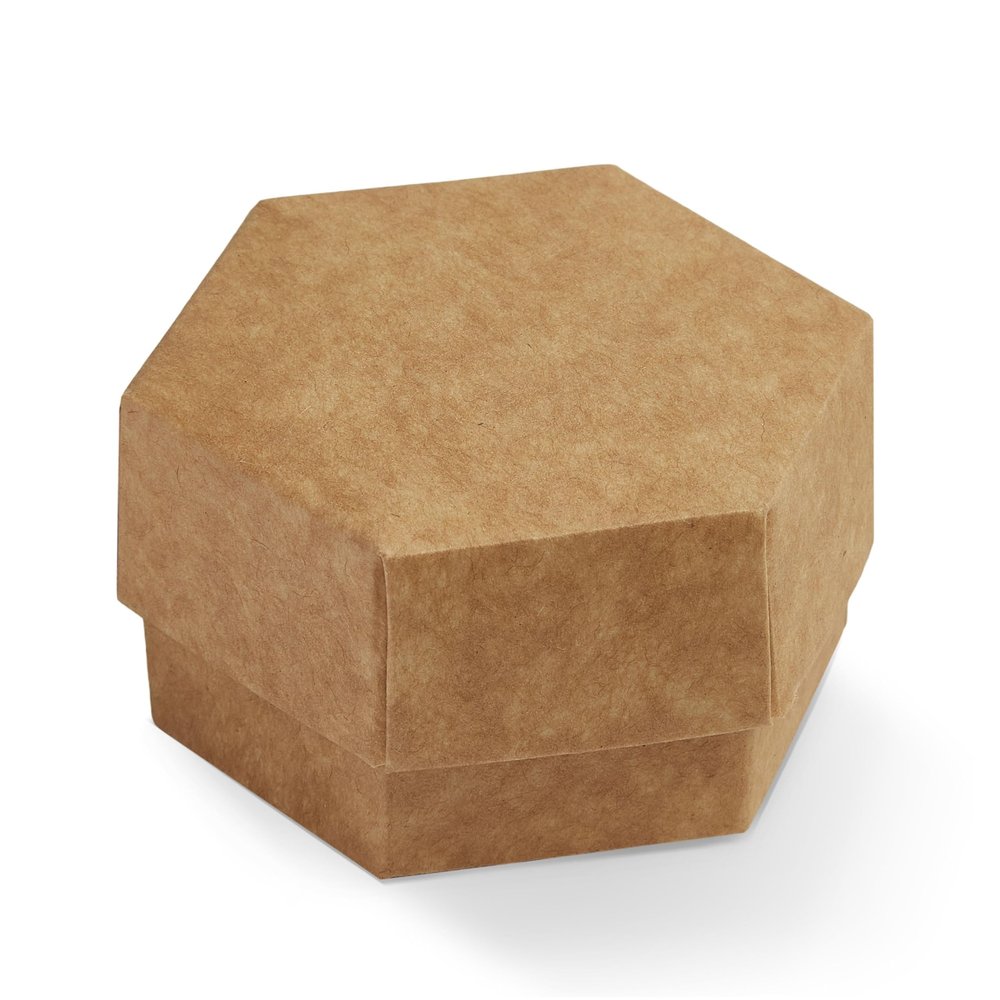 Boxes Craftory Set of 40 Hexagonal Cardboard Favor Boxes (2.36 x 1.57 inch) - Ideal for Wedding, Baby Party and Bridal Shower- Natural Brown
