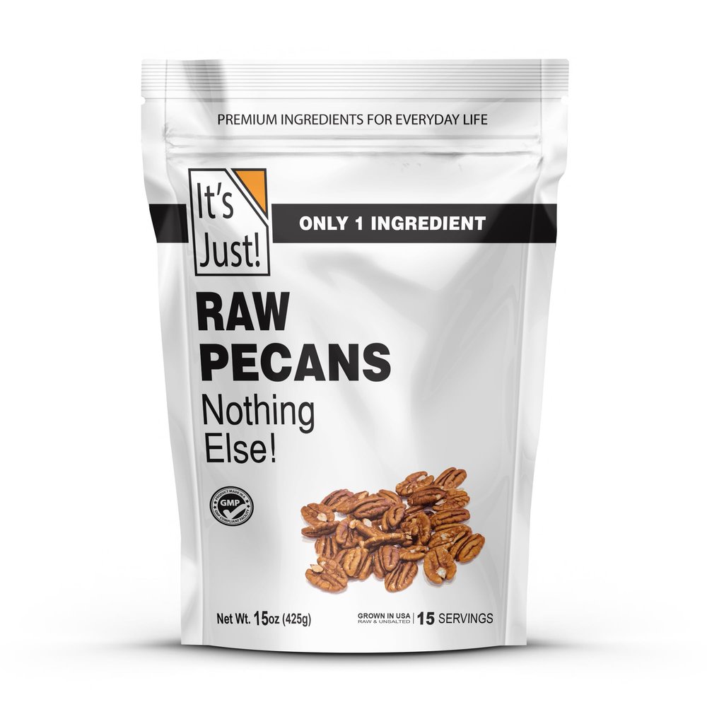 It's Just - Raw Pecans Halves, Unsalted, Jumbo XL, Ready to Eat or Roast, Fancy Premium Nuts, Product of USA (15 Ounce (Pack of 1))