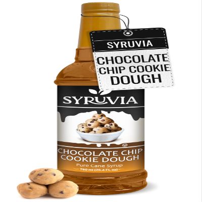 Syruvia Coffee Syrup, Chocolate Chip Cookie Dough Flavored Syrup for Drinks, Lattes, and Desserts  25.4 fl oz