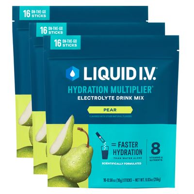 Liquid I.V. Hydration Multiplier - Pear - Hydration Powder Packets | Electrolyte Powder Drink Mix | Convenient Single-Serving Sticks | Non-GMO | 16 Servings (Pack of 3)