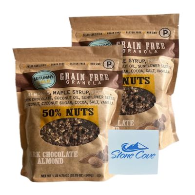 Autumn's Gold Grain Free Granola Dark Chocolate Almond Flavored Bundle With Stone Cove Fridge Magnet - 20.75 Oz Bag(s) - Gluten Free - Non-GMO - Grain Free - Paleo Certified - 50% Nuts - Exclusively From Stone Cove Sales LLC (2 Pack)