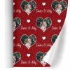 FunStudio Personalized Valentine's Day Wrapping Paper Rolls Custom Face Photo Wedding Wrapping Paper Gift Wrap Paper for Wife Husband Boyfriend Girlfriend 58"x 23" - Love Heart view 2