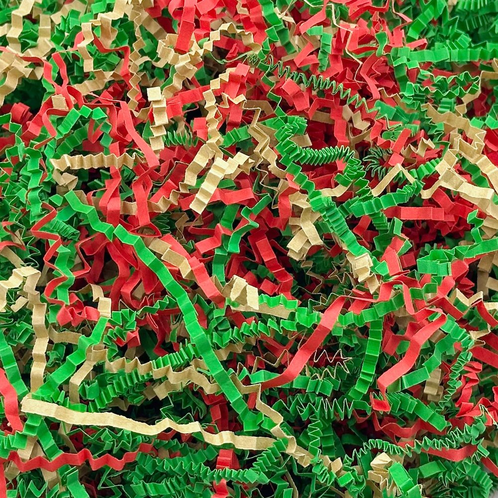 1LB Crinkle Cut Paper Shred Filler for Gift Box Bag and Basket On Holidays (Christmas color)