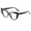 LJCZKA Rhinestone Cat Eye Glasses Women Retro Diamond Bling Shiny Cateye Blue Light Blocking Glasses Computer Eyeglasses (Black Diamond Clear) view 1